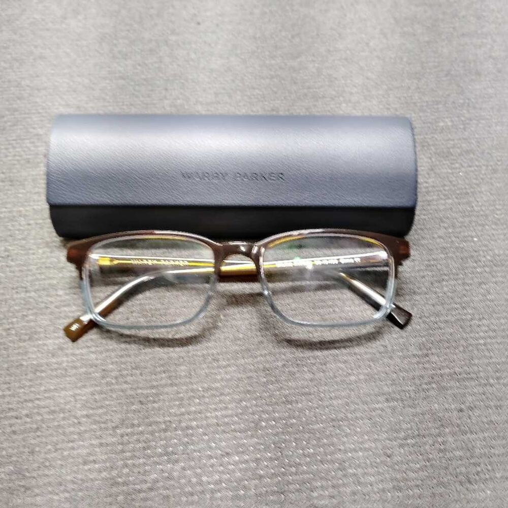 Warby Parker Wilkie Eyeglasses Frames Only Brown Clear Blue Tortoise Square